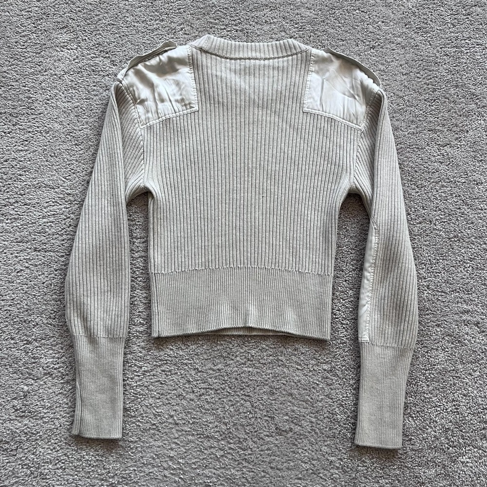 Rag & Bone Nikole Ribbed Knit Patch Shoulder Pullover Sweater Womens XL Beige - Picture 2 of 14